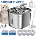 2,2L Trinkbrunnen für Katze Kabellos Edelstahl Katzenbrunnen mit Sensor & Filter