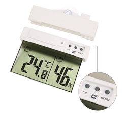 Digital Fenster Thermometer LCD Innen Außen Hygrometer mit Saugkopf Transpa G4B3