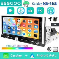 Autoradio 1 DIN GPS NAVI RDS USB BT DAB+KAM+ MIK Android 14 6.9" 4+64GB Carplay