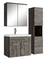 Badezimmer Badmöbel-Set Montreal mit Spiegelschrank 60cm Waschbecken Grau Eiche