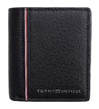 TOMMY HILFIGER - GELDBÖRSE CORP TRIFOLD WALLET KLEINGELD - LEDER - SCHWARZ - NEU