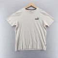 Puma Herren T-Shirt klein beige grafischer Druck Logo kurzärmelig Baumwolle