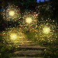 4X200 LED Solarleuchte Feuerwerk Licht Lichterkette Solarlampe Garten Rasenlicht