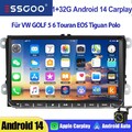 CAM+9" Autoradio Android 14 CarPlay GPS Navi für VW GOLF 5 6 Touran Passat Caddy