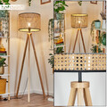 Wohn Schlaf Raum Beleuchtung schwarz Rattan Boho Style Stand Steh Lampe Leuchte