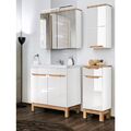 Badezimmer Badmöbel Set Hochglanz Keramikbecken Waschtisch LED Spiegelschrank 