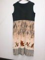 ärmelloses schwarz-beige gemustertes Kleid Gr. 40