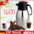 Edelstahl Isolierkanne Kaffeekanne Teekanne 1,5 Liter Thermo Doppelwandig Griff