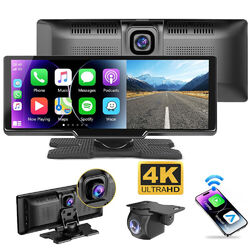 10,26" 4K DVR Dash CAM Carplay Android Auto GPS Tragbares Autoradio+Rückfahrkame