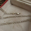 SCHÖNE VINTAGE STERLINGSILBER FIGARO KETTENRINDE & EINFACHE LINKE 16,5' GESTEMPELT