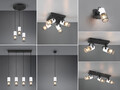 Vintage Hängelampen und Strahler über Esstisch hängend, Küchenlampe Kücheninsel