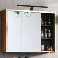 Badezimmer Spiegelschrank LED-Beleuchtung 100 cm Eiche Nb. mit grau Badmöbel