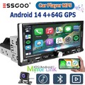 KAM Android 14 4+64G Autoradio 1 DIN Apple Carplay IPS Screen GPS NAV FM RDS SWC