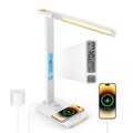 Schreibtischlampe LED Dimmbar mit Ladefunktion Uhr - Tischlampe Nachtlicht mi...