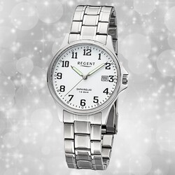 Armbanduhr Metall silber Herren Uhr Analog Regent Metallarmband URF1434