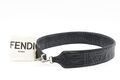 FENDI Logo Strap you Shoulder strap Quilted Leather Black Silver Authentic Used