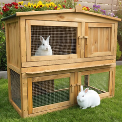 Kaninchenstall Hasen Stall Obelix mit Auslauf Freilauf Gehege Kaninchen Käfig❤Obelix❤106 x 53 x 91cm❤Kieferholz❤Wetterfest❤Verzinkt❤