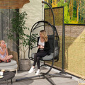 Outsunny Hängesessel Hängekorb mit Kissen Polyrattan Schaukel Hängestuhl