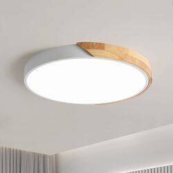 LED Deckenleuchte Holz 36WØ40cm Warmliches 3000K Rund Deckenlampe Weiß