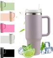 40oz Thermobecher mit Strohhalm und Henkel, 1200ml Kaffeebecher To Go mit Deckel