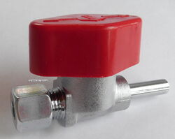 Gas Ventil Absperrventil rot Gashahn Rohrzapfen 8 mm Rohr TGO 70128Lg NEU