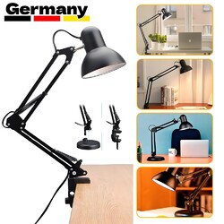 Retro Schreibtischlampe E27 Arbeitslampe Gelenkarm Leselampe Tischlampe + CLIP