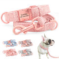 Personalisiert Hundehalsband und Leine Tweed Halsband Namen Telefonnummer Gravur