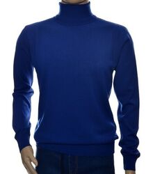 Herren-Rollkragenpullover aus Kaschmir und Merinowolle Kaschmir XXL 2XL blau