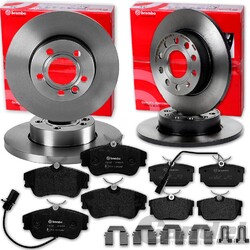 brembo BREMSSCHEIBEN + BELÄGE VORNE + HINTEN für VW T4 TRANSPORTER MULTIVAN BUSVA 282x18mm / HA 280x12mm / PR-Nr=1LP / ab Bj 1/1996