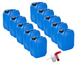 10x10 Liter Kanister Behälter Plastikkanister BPA-frei blau DIN51 + Auslaufhahn