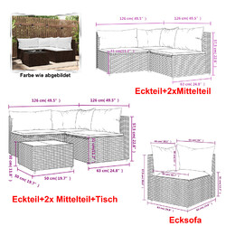 Polyrattan Rattan Gartenmöbel Lounge Set Sitzgruppe mit Hocker und Tisch