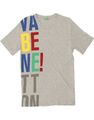 Benetton grafisches Herren-T-Shirt Top klein grau Baumwolle NS04