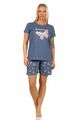 Sommerlicher Damen kurzarm Shorty Schlafanzug Pyjama mit Schmetterlingsmotiv