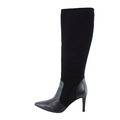 Damen Stiefel Schuhe first1fashion Schwarz Leder Wildleder Stiletto Gr 40,5 Neu