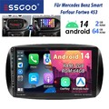 64G Android 14 Carplay Autoradio GPS Navi Für Mercedes Smart Forfour Fortwo 453