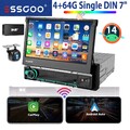 DAB+ 4+64G 1 DIN 7" Android 14 Apple CarPlay Autoradio GPS NAVI WIFI BT EQ + KAM