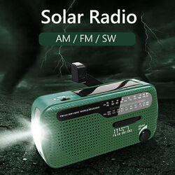 DEGEN DE-13 Notfall Solarradio FM/AM/SW Handkurbel Dynamo Empfänger mit LED#AK