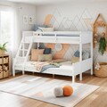 Etagenbett Kinderbett 90x200 & 140x200 cm Weiß Holz mit Lattenrost Homestyle4u