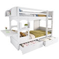 Etagenbett Kinderbett 90x200 cm Hochbett Mit 2 Schubladen und Schreibtisch Weiß