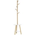Garderobenständer, Kleiderständer, Standgarderobe mit 5 Haken, Beistelltisch