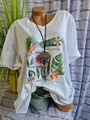 Sheego Damen Shirt Tunika T-Shirt weiß mit Aufdruck Kurzarm (458) Übergröße NEU 