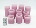 LED Kerzen 10er Set Echtwachskerzen Stumpenkerzen Fernbedienung Timer ROSENHOLZ