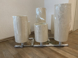 Designer Lampe Hängelampe Leuchte Esszimmer Creme weiß 6 Lampenschirme
