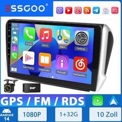 CarPlay 10.1" Android 14 Autoradio GPS Navi DAB+ Für Peugeot 208/2008 2012-2018