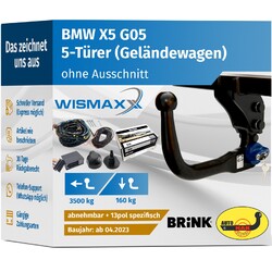 ANHÄNGERKUPPLUNG vert. abnehmbar für BMW X5 G05 ab 23 +13pol E-Satz BRINK