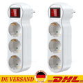 2 Stk 3-fach Steckdosenleiste mit Schalter 3er Steckdose Mehrfachstecker DHL