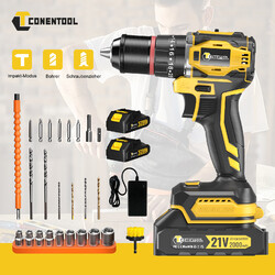 CONENTOOL 21V 2xAkku 2.0Ah 3IN1 Brushless Schrauber Ritzel für Möbel Montage NEU