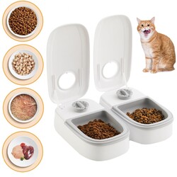 Katzen Futterautomat 2 Mahlzeiten Automatischer Futterspender 48 Stunden Timer