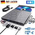 8 in 1 USB 3.0 Externes CD/DVD Laufwerk Brenner Player mit Type C für Laptop PC