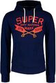 Neu Herren SUPERDRY Fleece Hoodie Sweatshirt Marineblau Sport Trainingsanzug Top Größe M